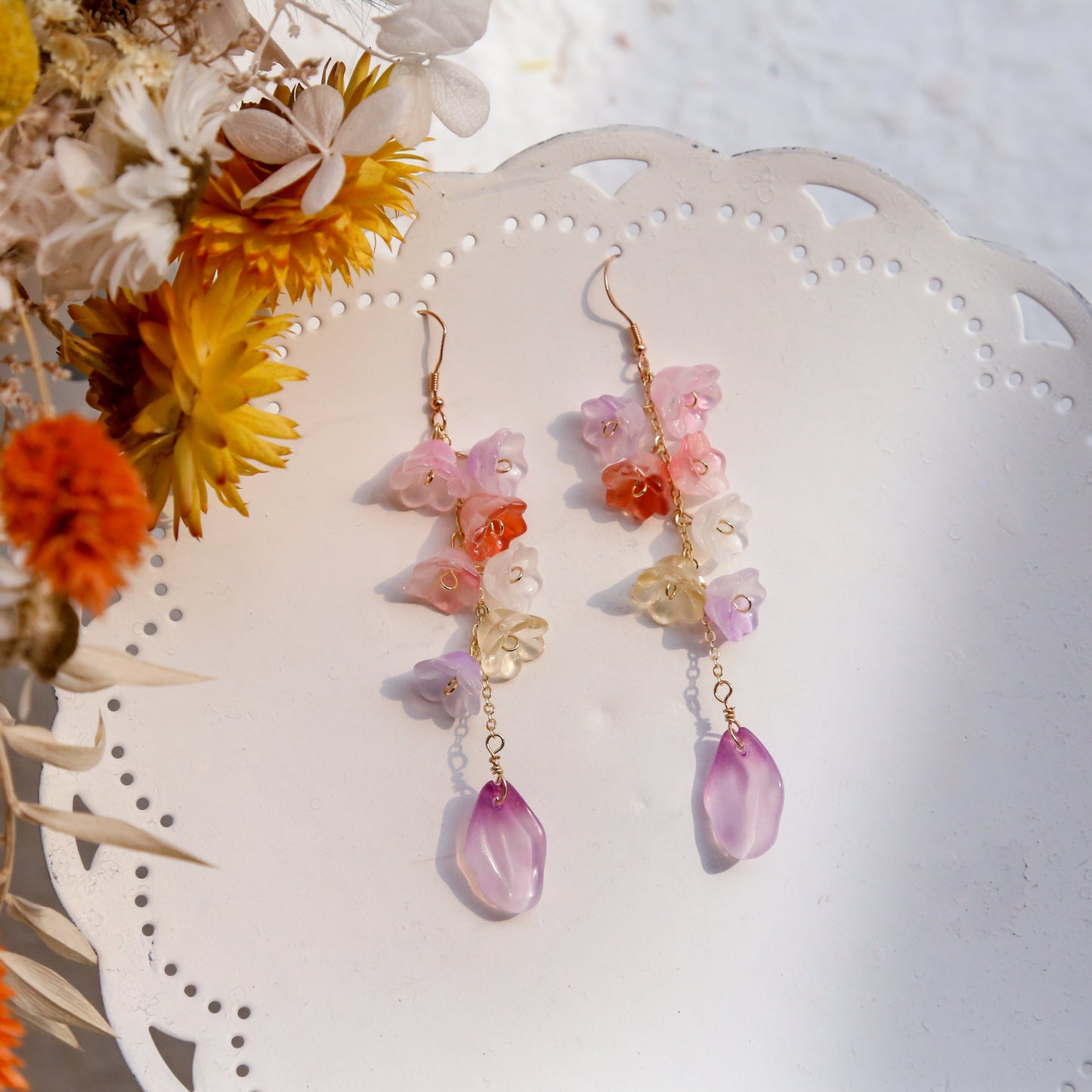 Colorful Flower& Petal Earrings
