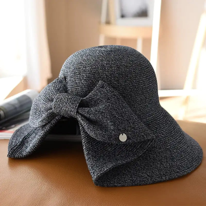 Tri-Color Mixed Line French Style Sun Hat