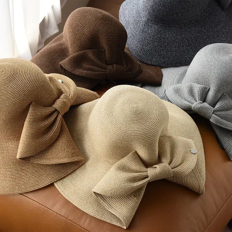 Tri-Color Mixed Line French Style Sun Hat