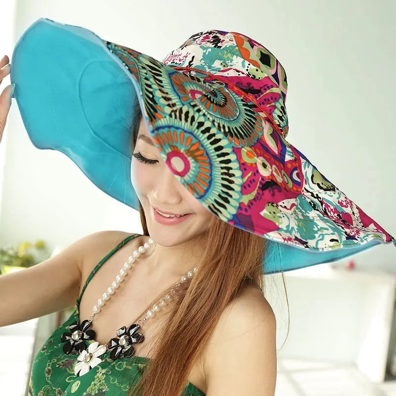 Wide Brim Sun Hat for Women - Foldable Beach Hat