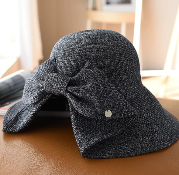 Tri-Color Mixed Line French Style Sun Hat