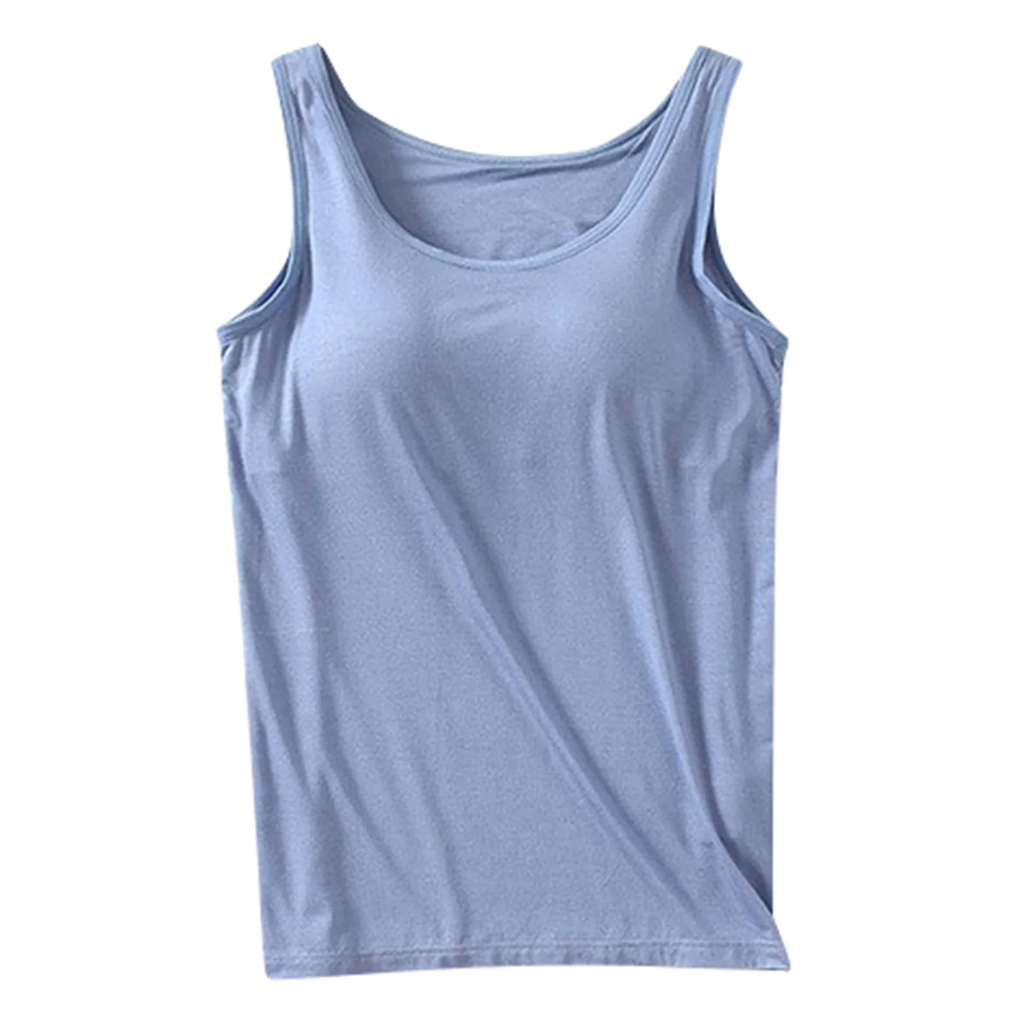 Womens Tank Tops With Built In Bras 2024 Summer Casual Crew Neck Sleeveless Camisole Plus Size  Solid Color Tops For Women