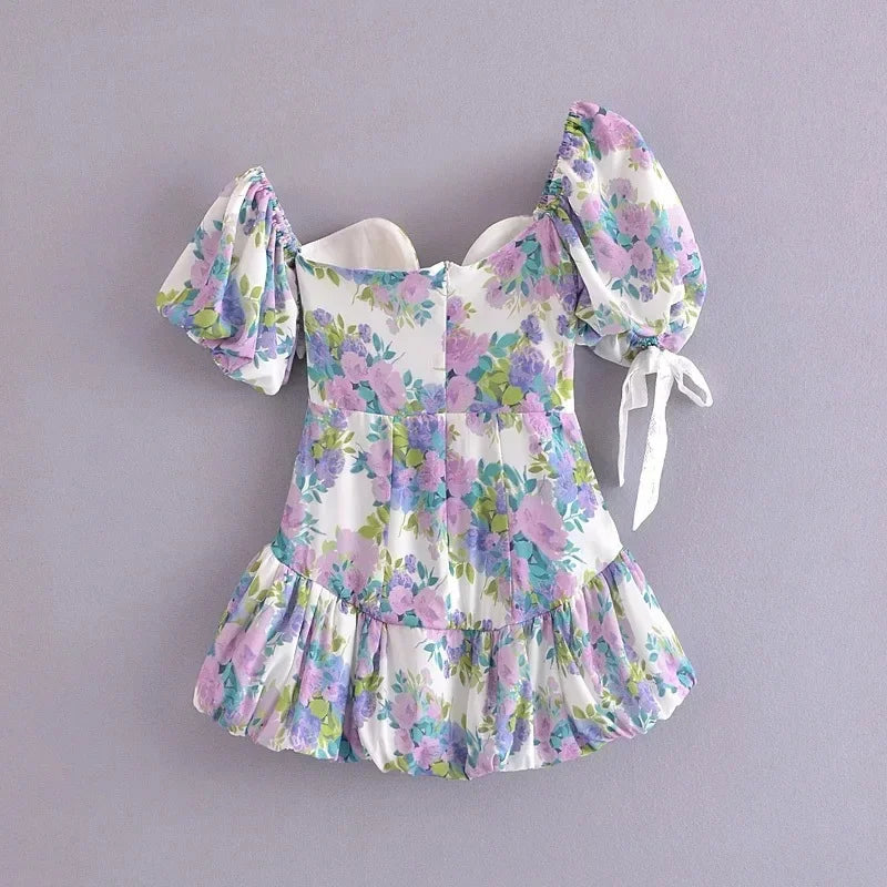 High Quality Asymmetric Off the Shoulder Sexy Lace Ruffled Summer Holiday Vocation Beach Women Mini Dress