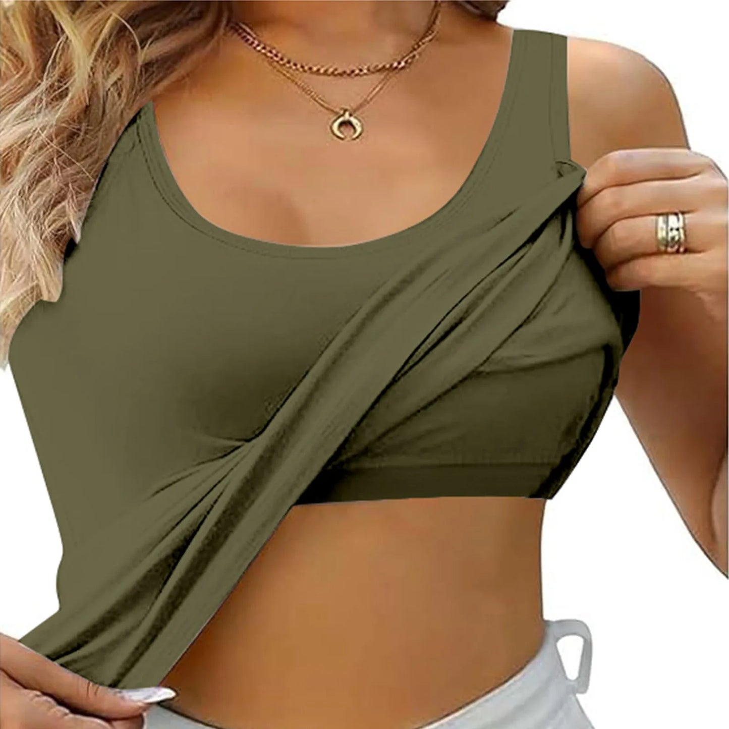 Womens Tank Tops With Built In Bras 2024 Summer Casual Crew Neck Sleeveless Camisole Plus Size  Solid Color Tops For Women