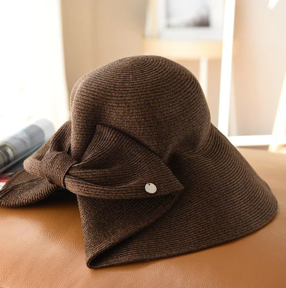 Tri-Color Mixed Line French Style Sun Hat