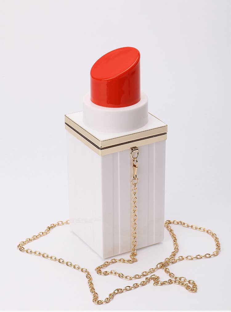 Ole - Acrylic Lipstick Evening Bags : Black-Pink