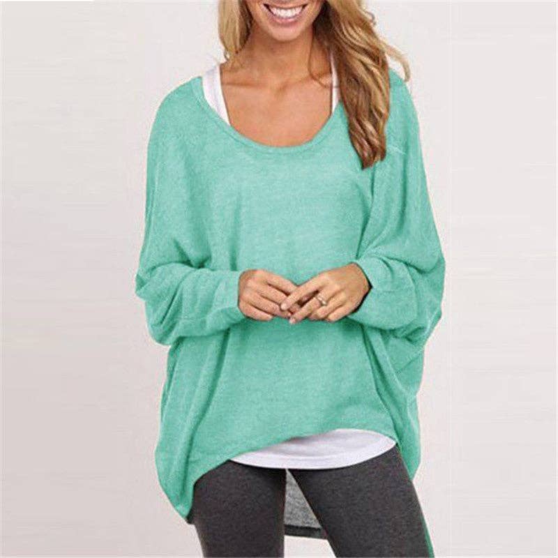 Suhkasana - Women's Oversized Crewneck Knit Pullover Sweater Top: Black / S