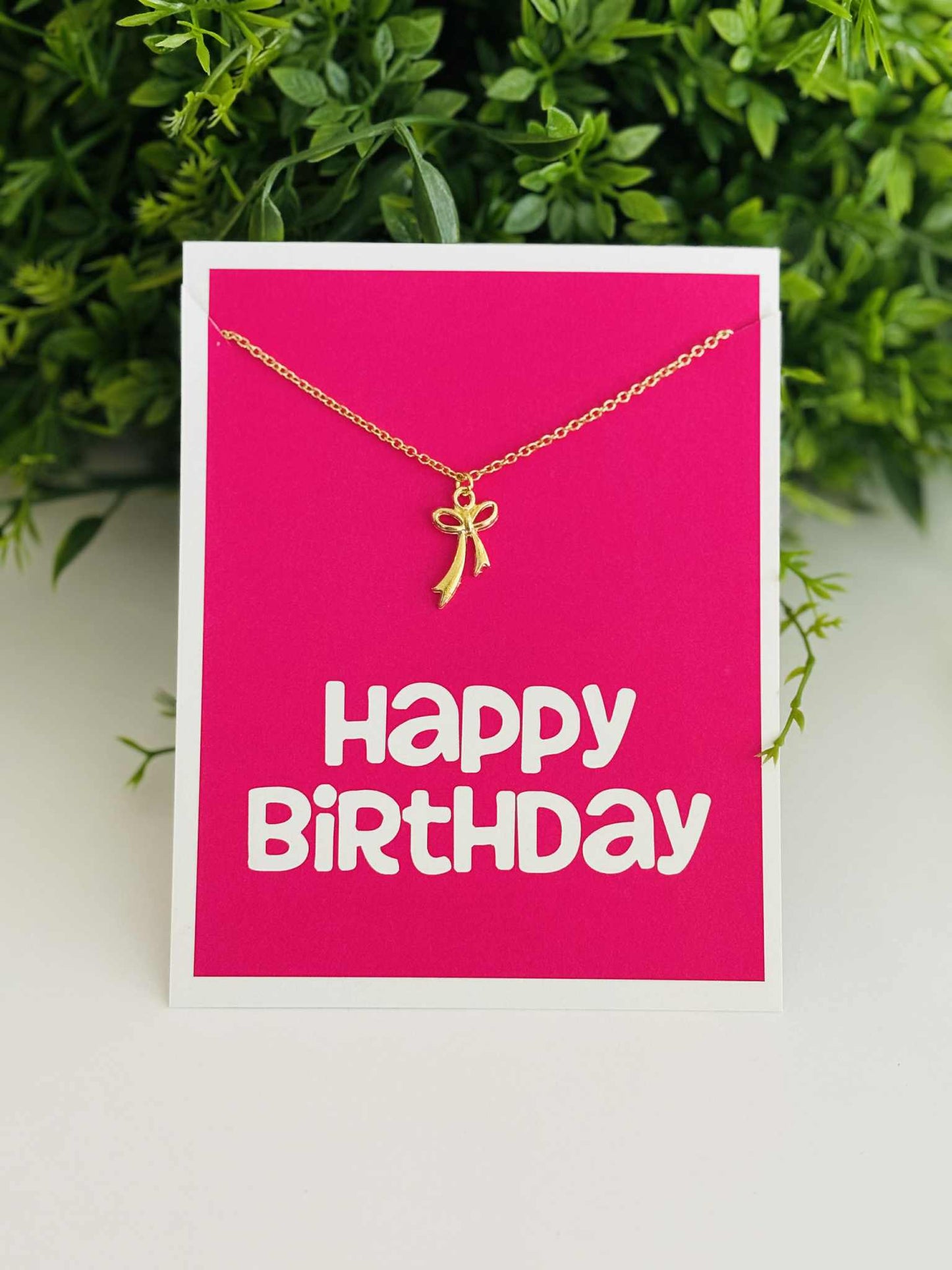Peddle Your Paper - Happy Birthday Dainty Bow Necklace & Stationery Gift