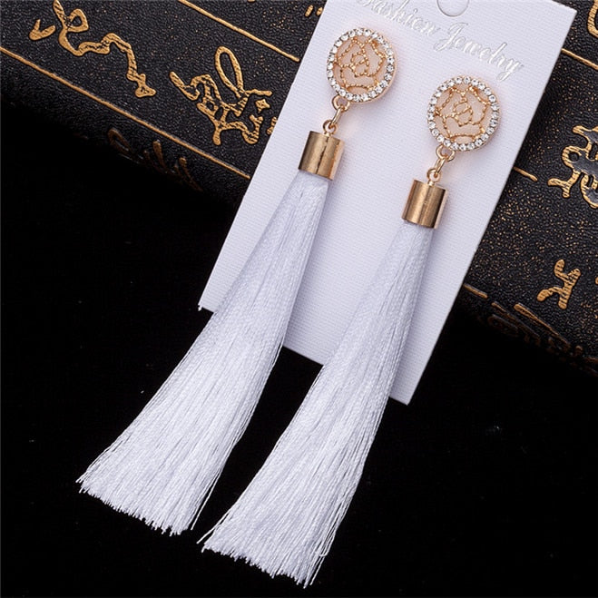 Bohemian Women's Crystal Tassel Earrings