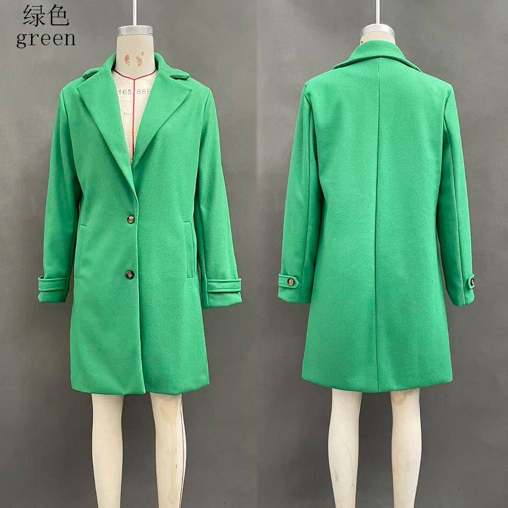 Suhkasana - Women's Vintage Lapel Single Breasted Mid Long Coat: Camel / S