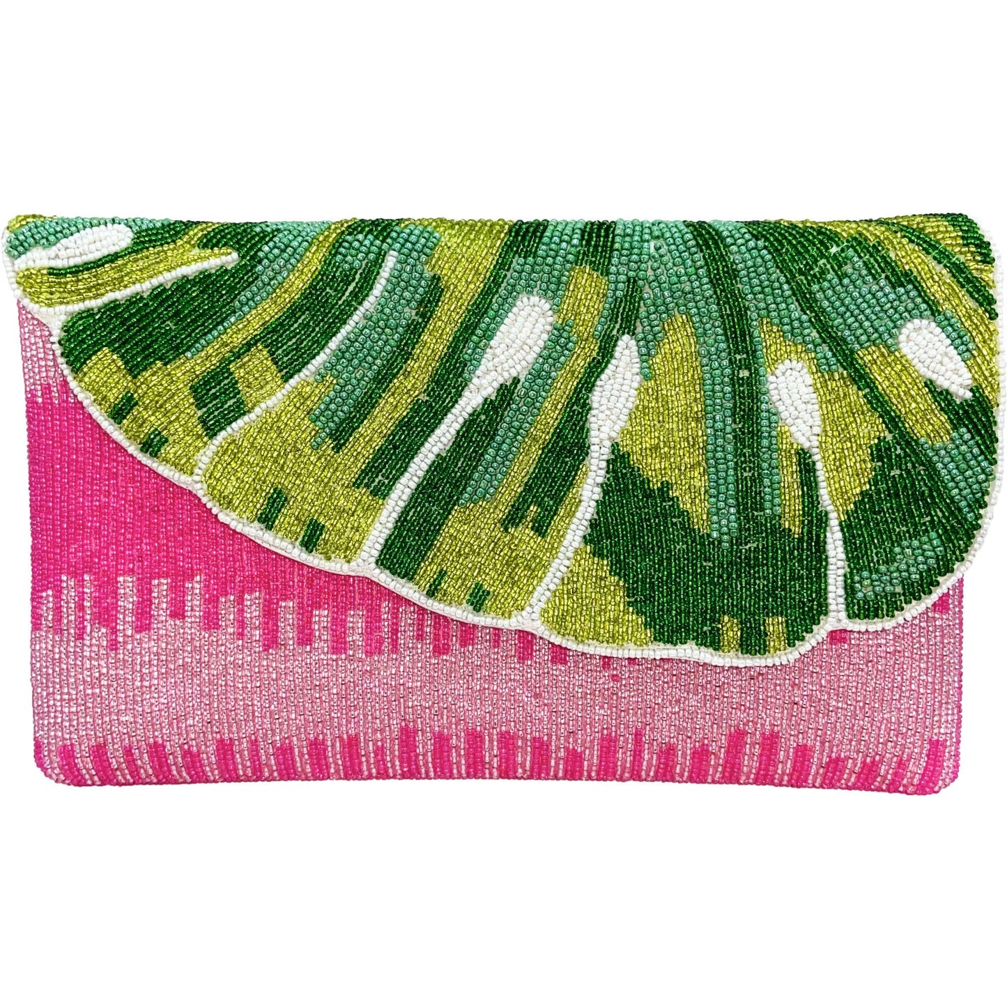 Ole - Monstera Leaf Beaded Women's Clutch Bag