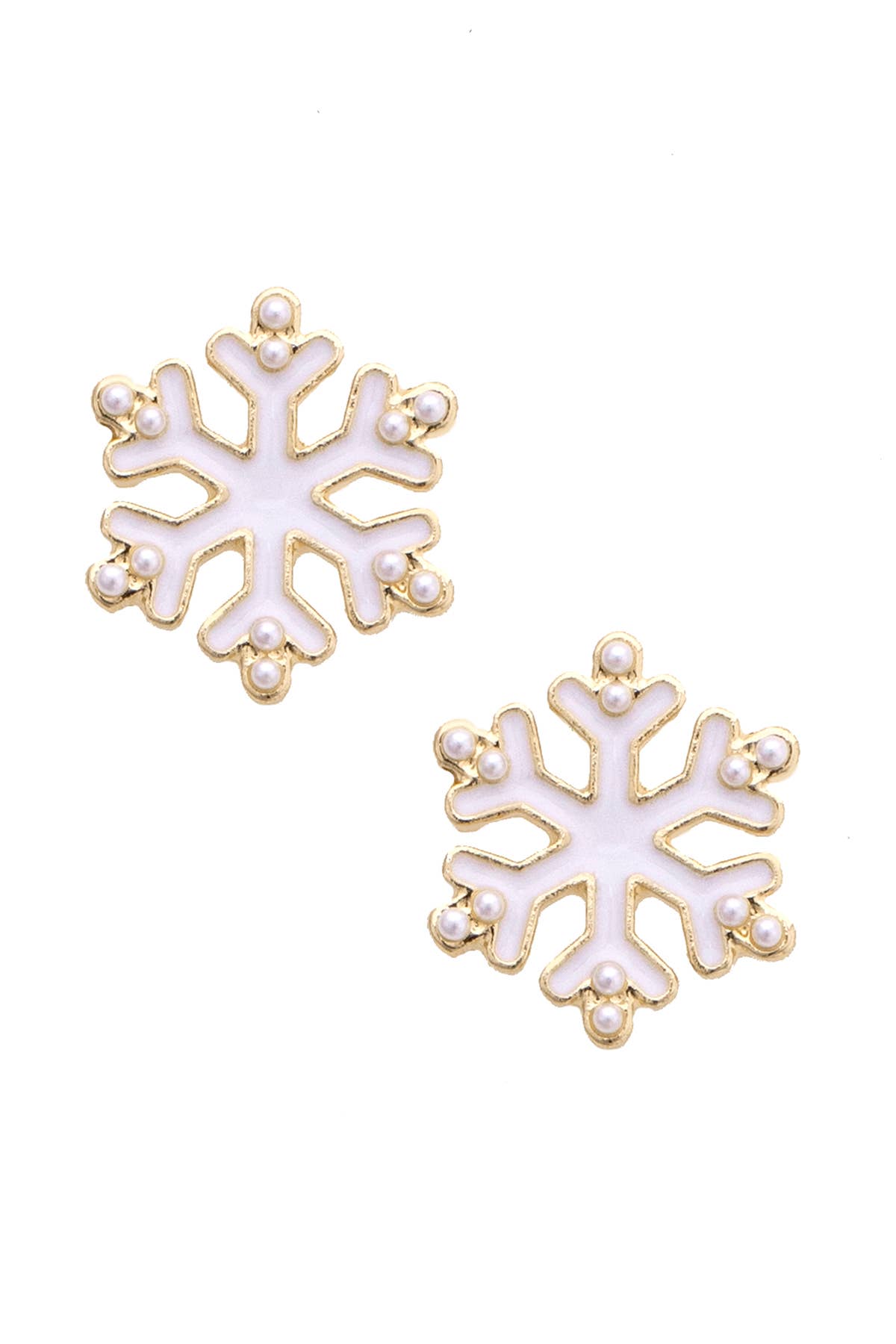 Canvas Style - Snowflake Stud Earrings in White
