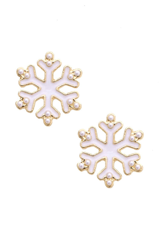 Canvas Style - Snowflake Stud Earrings in White