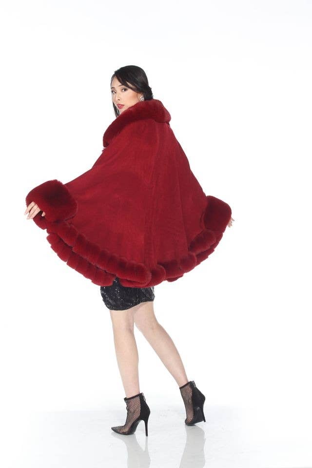 Aris A - Elegant Fur Cape: Black / One Size