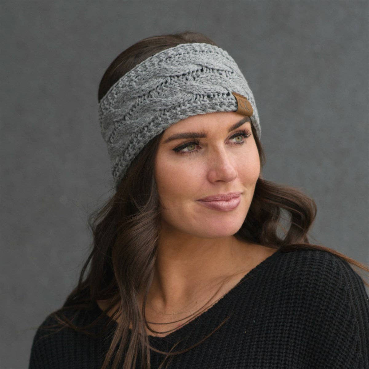 Truly Contagious - CC Cable Knit Lined Headwrap ( HW-20 ): Dark Melange Grey