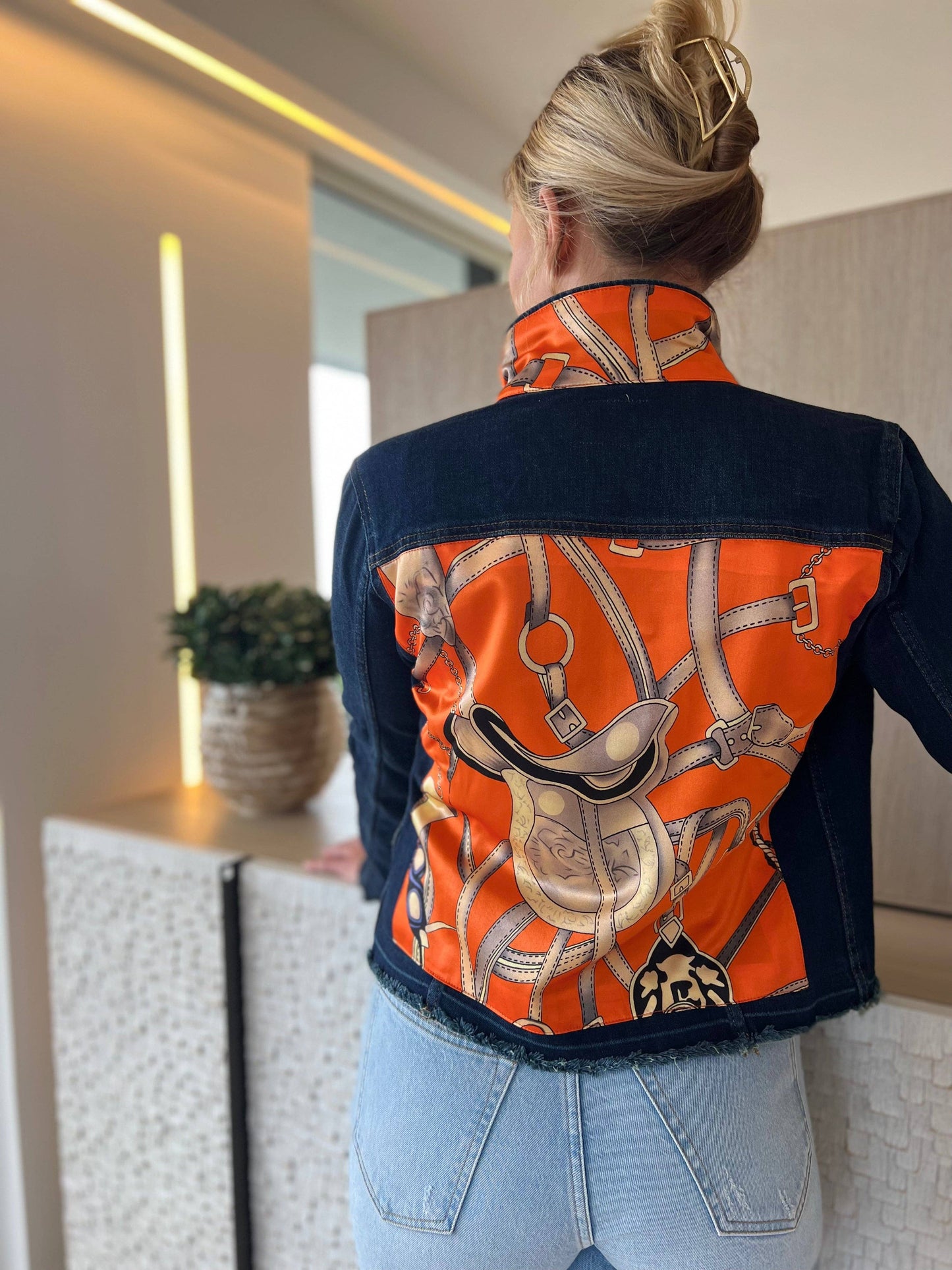 Stacy Bradley Design - The Dark Denim Jacket / Orange Equestrian: Medium