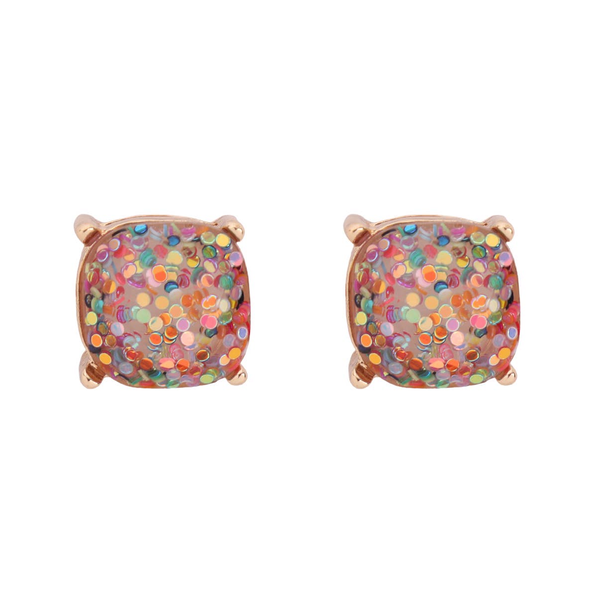 MYS Wholesale Inc - Sparkling Glitter Epoxy Stud Earrings: Gold