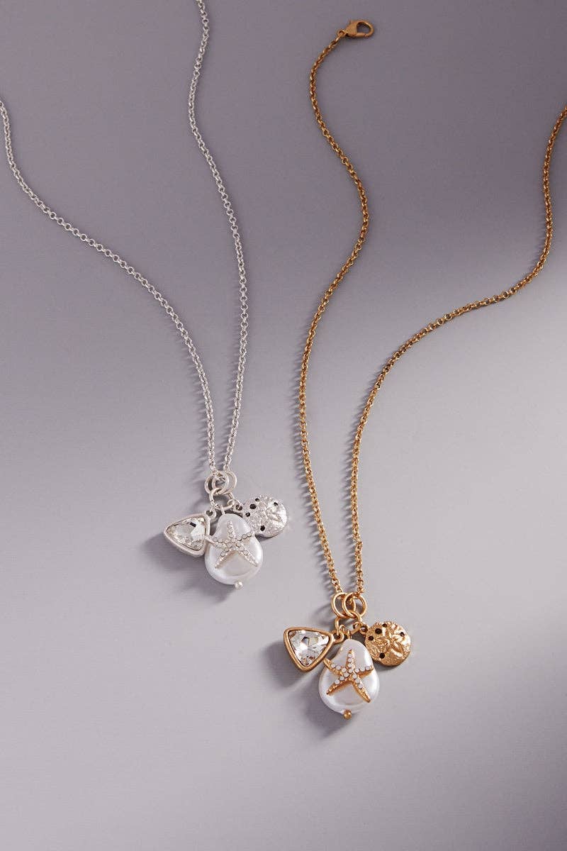 Designature New York - Summer Sealife Vintage Pearl Charm Short Necklace: VG / ONE