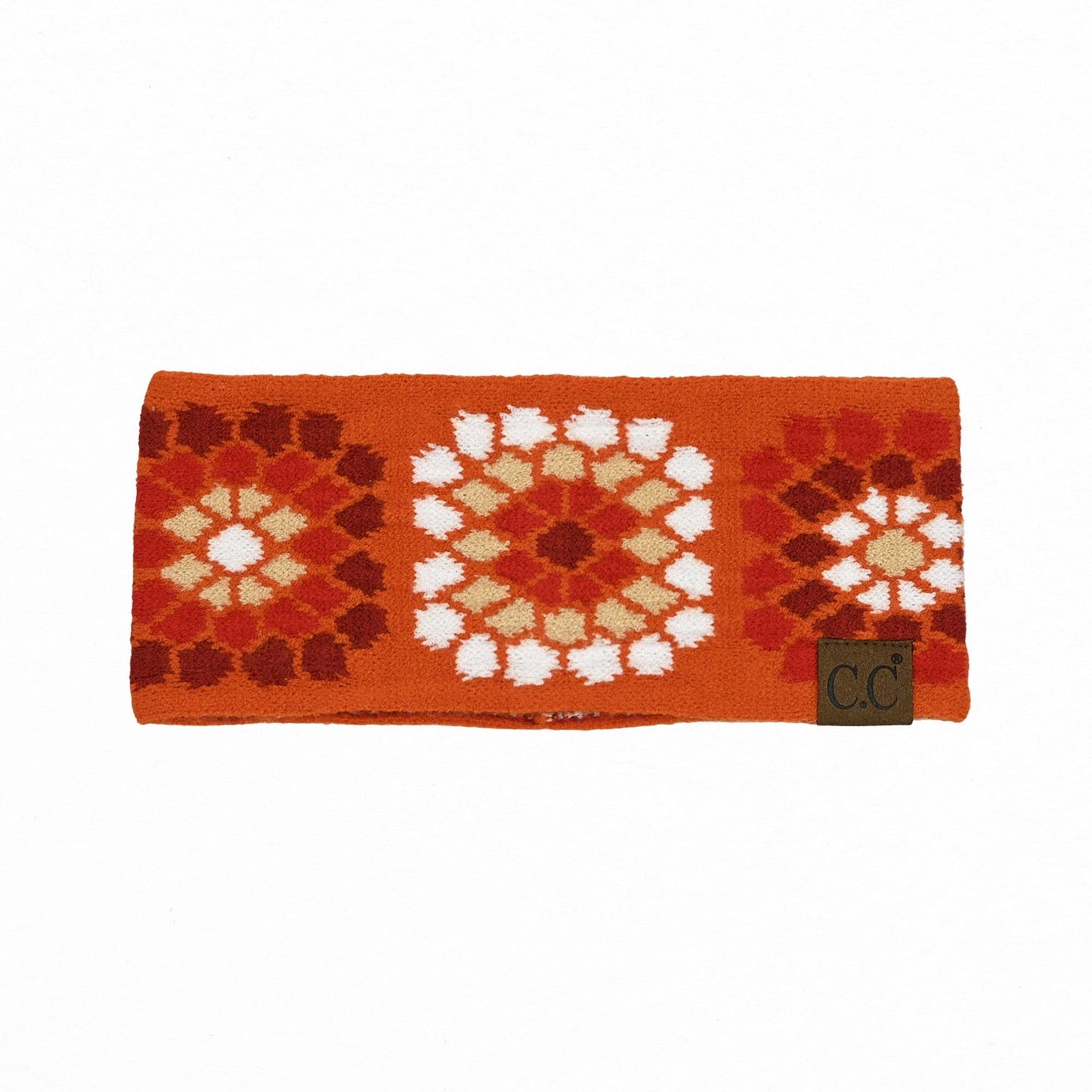 Truly Contagious - CC Flower Crochet Printed Head Wrap ( HW-7396 ): Orange