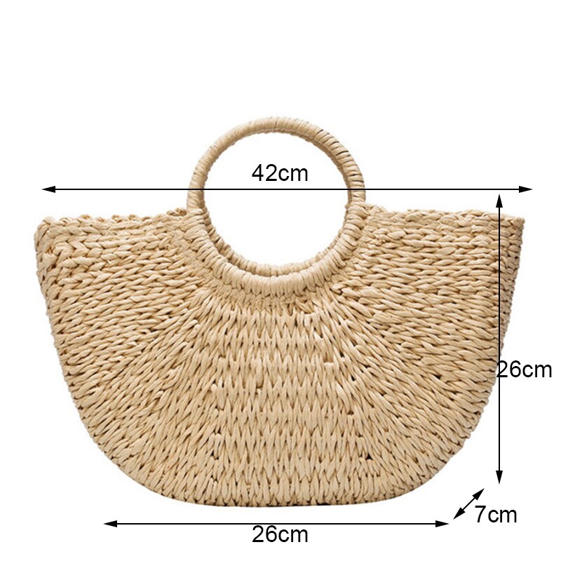 Women's Half Moon Woven Rattan Bag