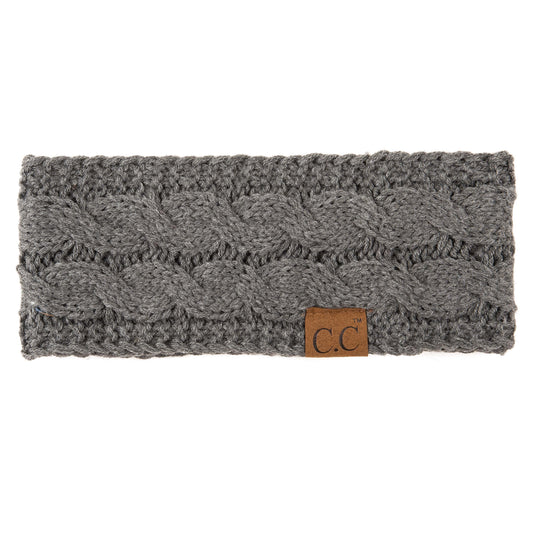Truly Contagious - CC Cable Knit Lined Headwrap ( HW-20 ): Dark Melange Grey