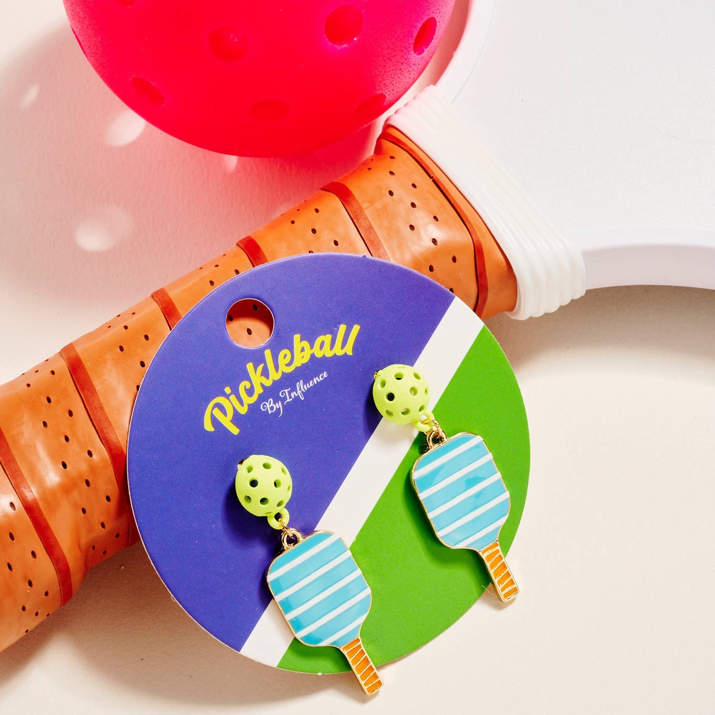 Designature New York - Sports Pickleball Enamel Pattern Post Earrings: PK / ONE