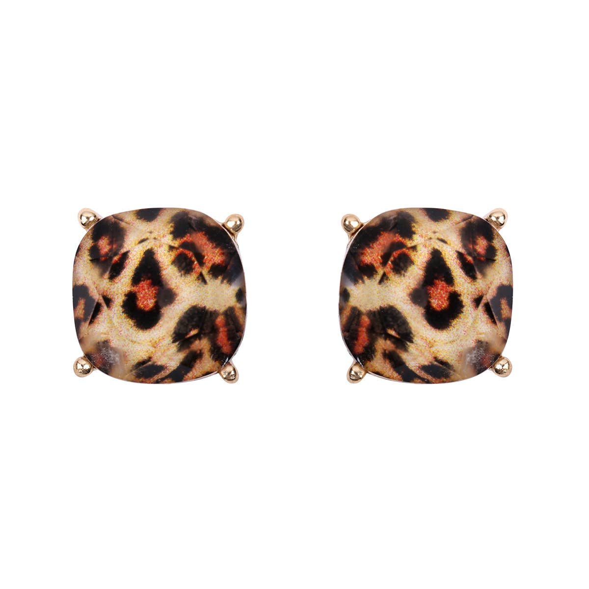 MYS Wholesale Inc - Faceted Glitter Cushion Acrylic Post Earrings: Fuchsia