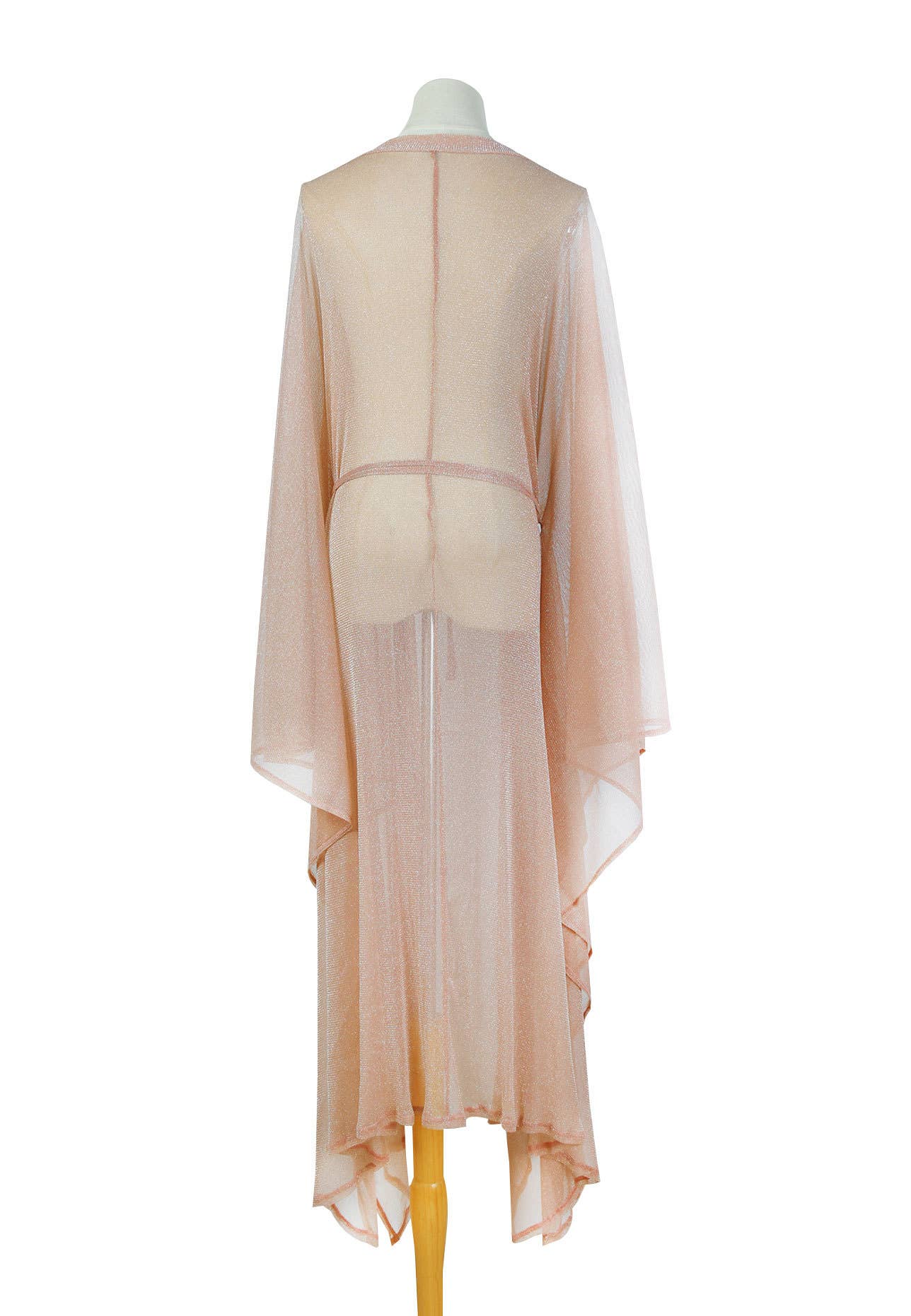 Rosa Clothing - Rose Gold Sparkle Sheer Kimono Beach Bikini CoverUp Robe: Rose Gold / M