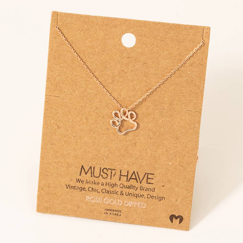 Fame Accessories - Gold Dipped Wire Paw Pendant Necklace: R