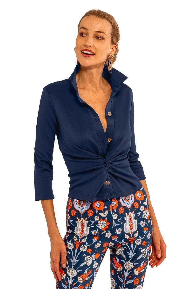 Gretchen Scott LLC - Jersey Twist & Shout Top - Solid: Crimson / M