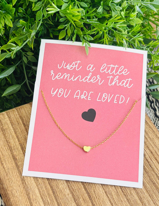 Peddle Your Paper - You are LOVED Heart Necklace & Stationery Card-Anytime: Gold Heart Necklace