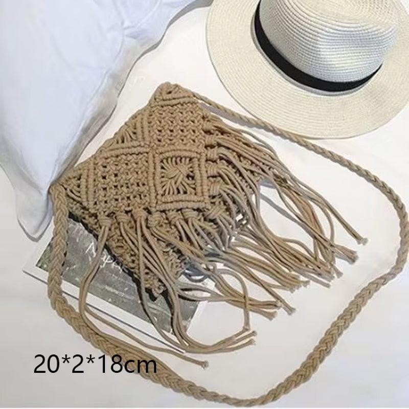 Woven Rattan Bag round Straw Shoulder Bag Small Beach Handbags Women Summer Hollow Handmade Messenger Crossbody Bags