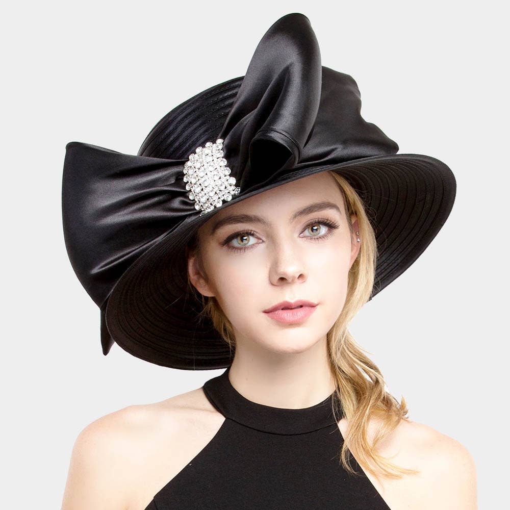 Sensibling Corp. - Braid Bow Stone Accented Hat
: Gold