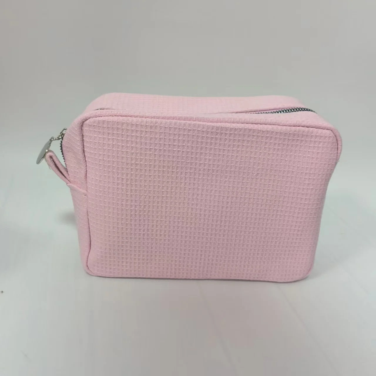 Personalized Makeup Bag -Travel Cosmetic Bag -Custom Waffle Weave Bag- Bridesmaid Gift - Monogram Toiletry Bag - Makeup Bag Set
