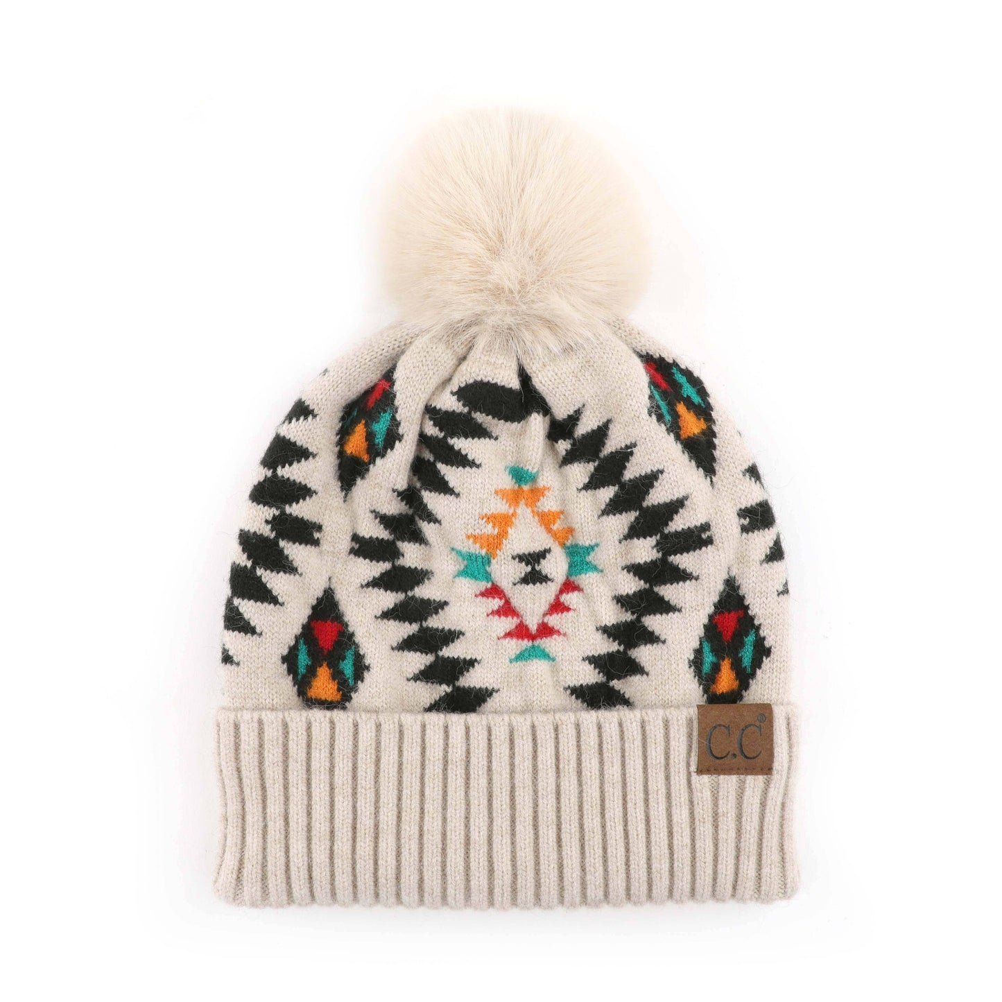 Truly Contagious - CC Southwest Print Beanie ( HAT-3001 ): White