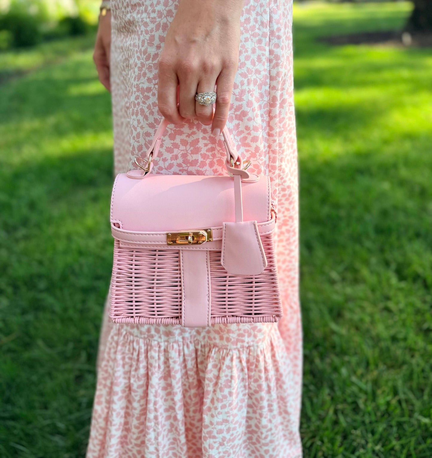 Lisi Lerch - Celine Wicker Handbag- Pastel - WS: Light Pink