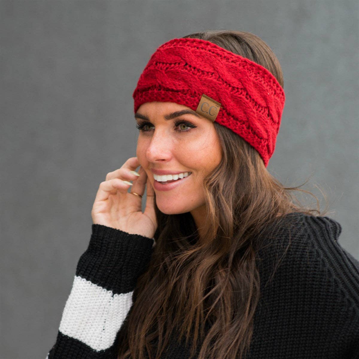 Truly Contagious - CC Cable Knit Lined Headwrap ( HW-20 ): Black