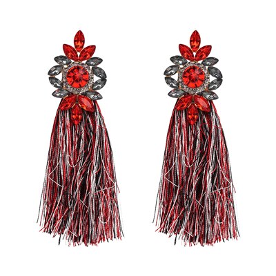 Glamour Rhinestone Hot Pink Tassel Women's Earrings