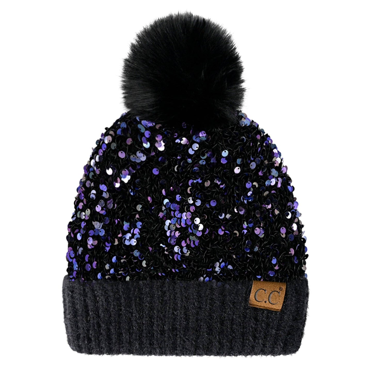 Truly Contagious - CC Sequin Fur Pom Beanie ( HTE0012 ) ( HTE0017 ): White