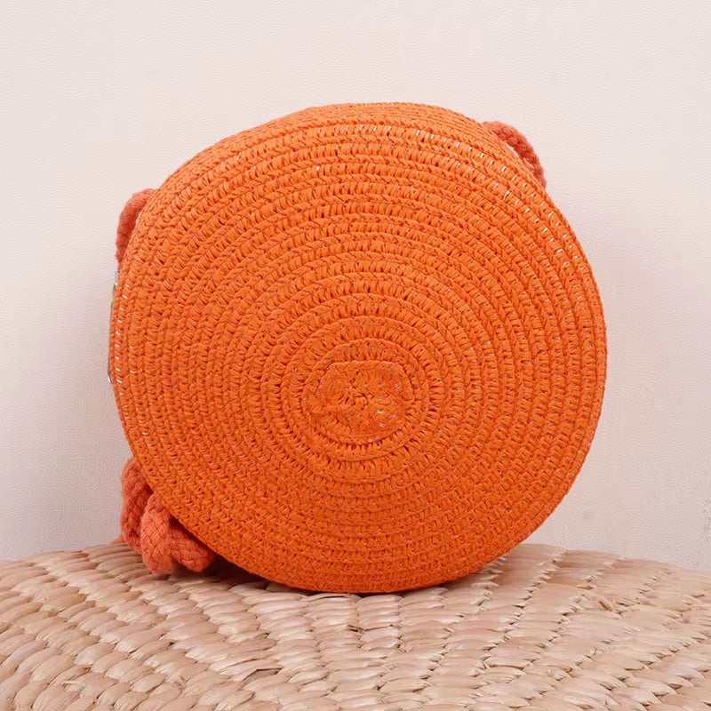 Summer Woven Straw Crossbody Bags for Women Fashion round Handmade Rattan Beach Small Handbag Travel Female Shoulder Bag