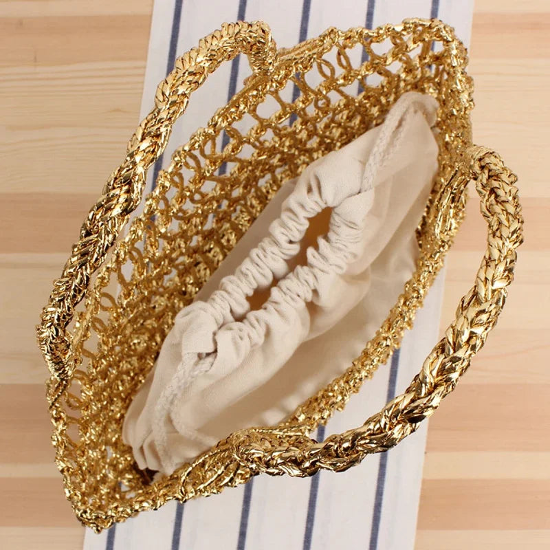 YoReAi Women's Fashion Large Capacity Straw Woven Bag Handbag Soft Beach Woven Bags Convenient Shopping Packet Storage Pouch