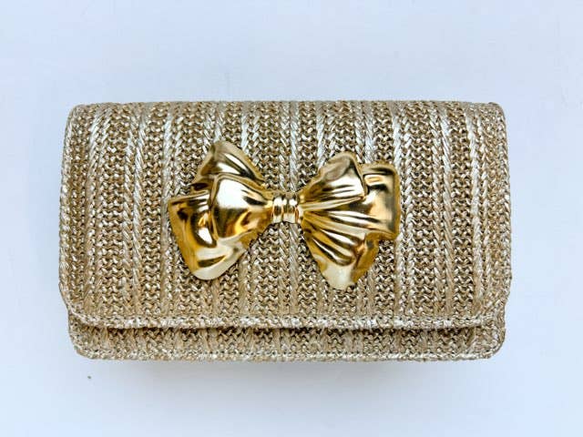 Lisi Lerch - Ruby - Gold Fabric Clutch - Charms: Scallop