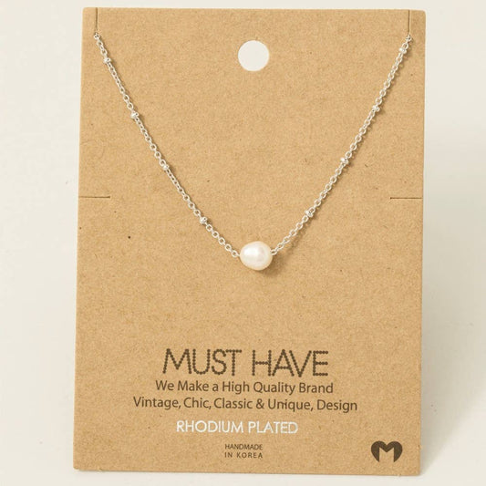 Fame Accessories - Gold Dipped Pearl Pendant Necklace: S