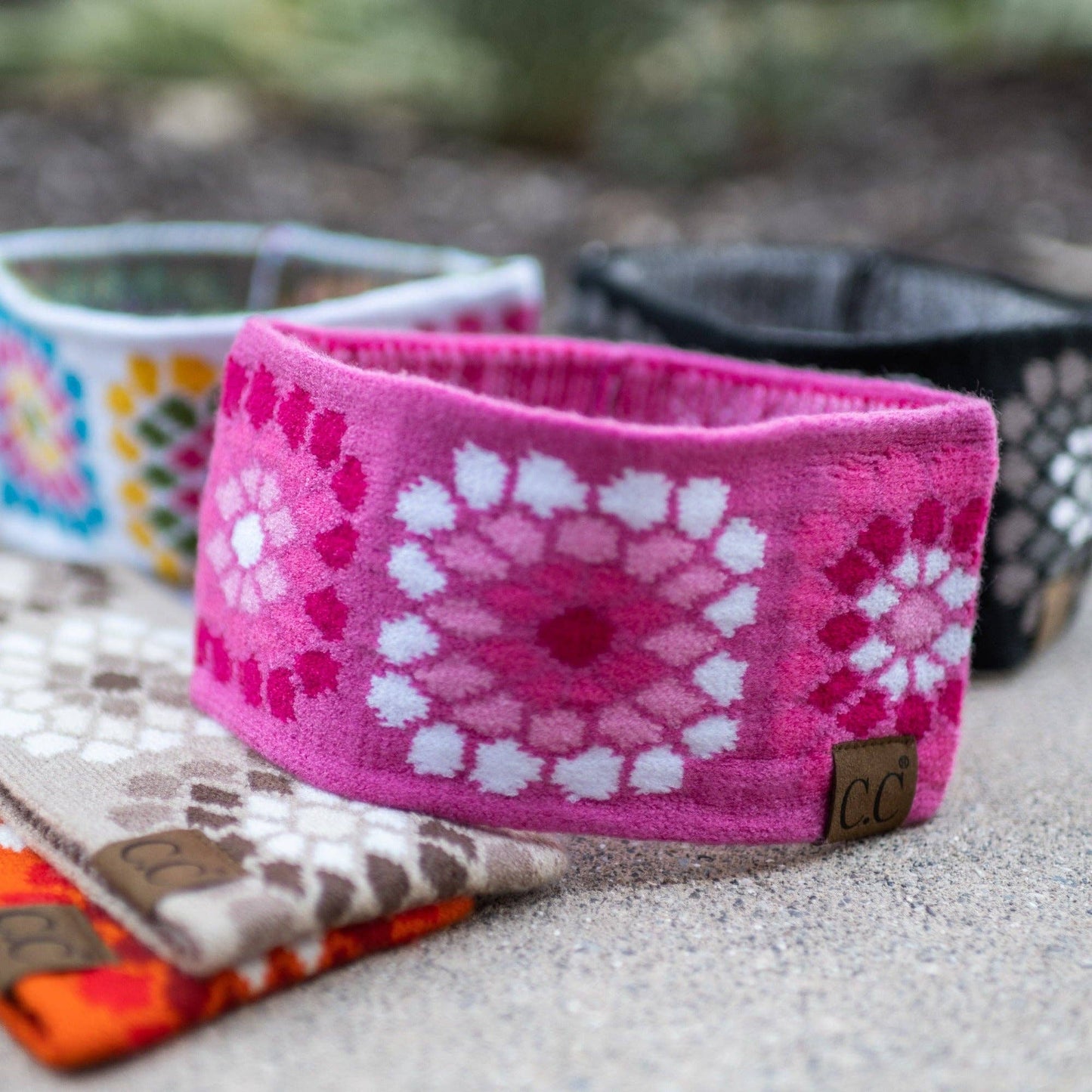 Truly Contagious - CC Flower Crochet Printed Head Wrap ( HW-7396 ): Orange