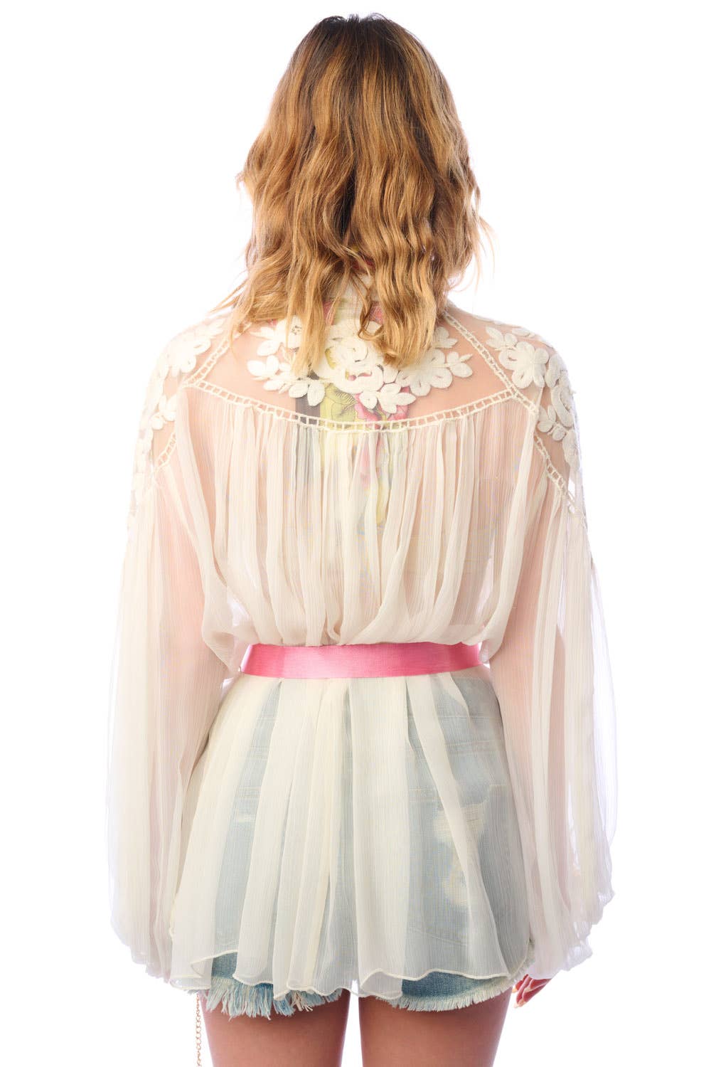 Aratta - Amora Chiffon Hand - Embellished Blouse / Top : Ivory / M