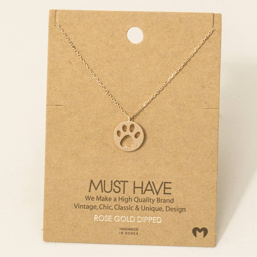 Fame Accessories - Paw Print Pendant Necklace: R
