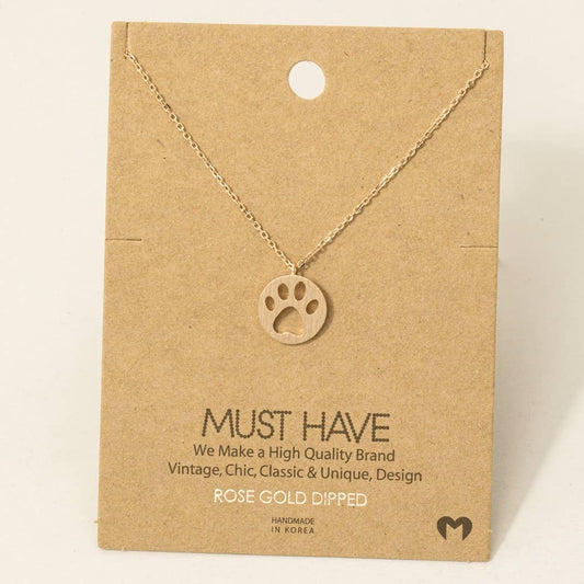 Fame Accessories - Paw Print Pendant Necklace: R