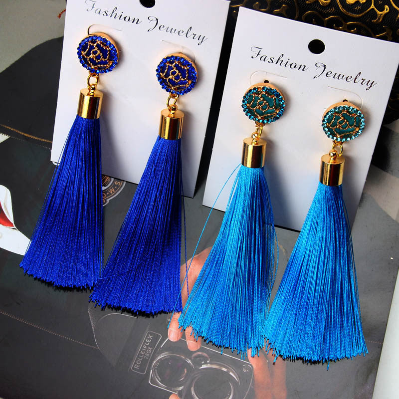 Bohemian Women's Crystal Tassel Earrings