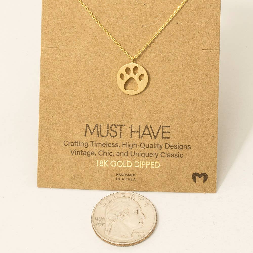 Fame Accessories - Paw Print Pendant Necklace: S