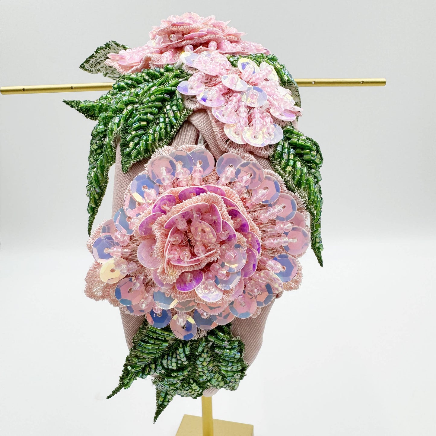 Ole - Floral Sequin Seed Bead Fabric Headband L4548